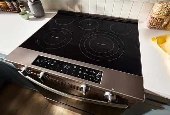 Overhead view of the Whirlpool WSES3330TS range